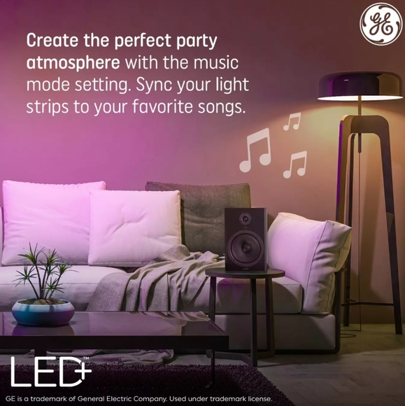 GE LED Light Strips, Remote, Color + White, 32 tf, Trimmable, Sync to Music, New - Picture 12 of 14
